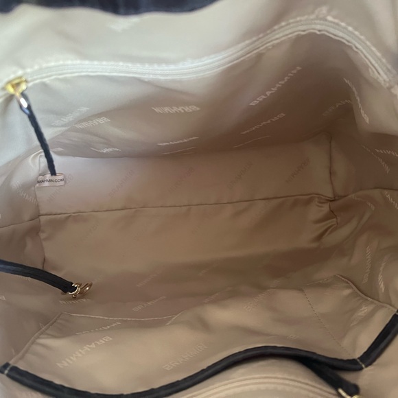 NWT Brahmin Large Marlowe Black Cascata Woven Leather Bucket Shoulder Bag - Picture 13 of 16